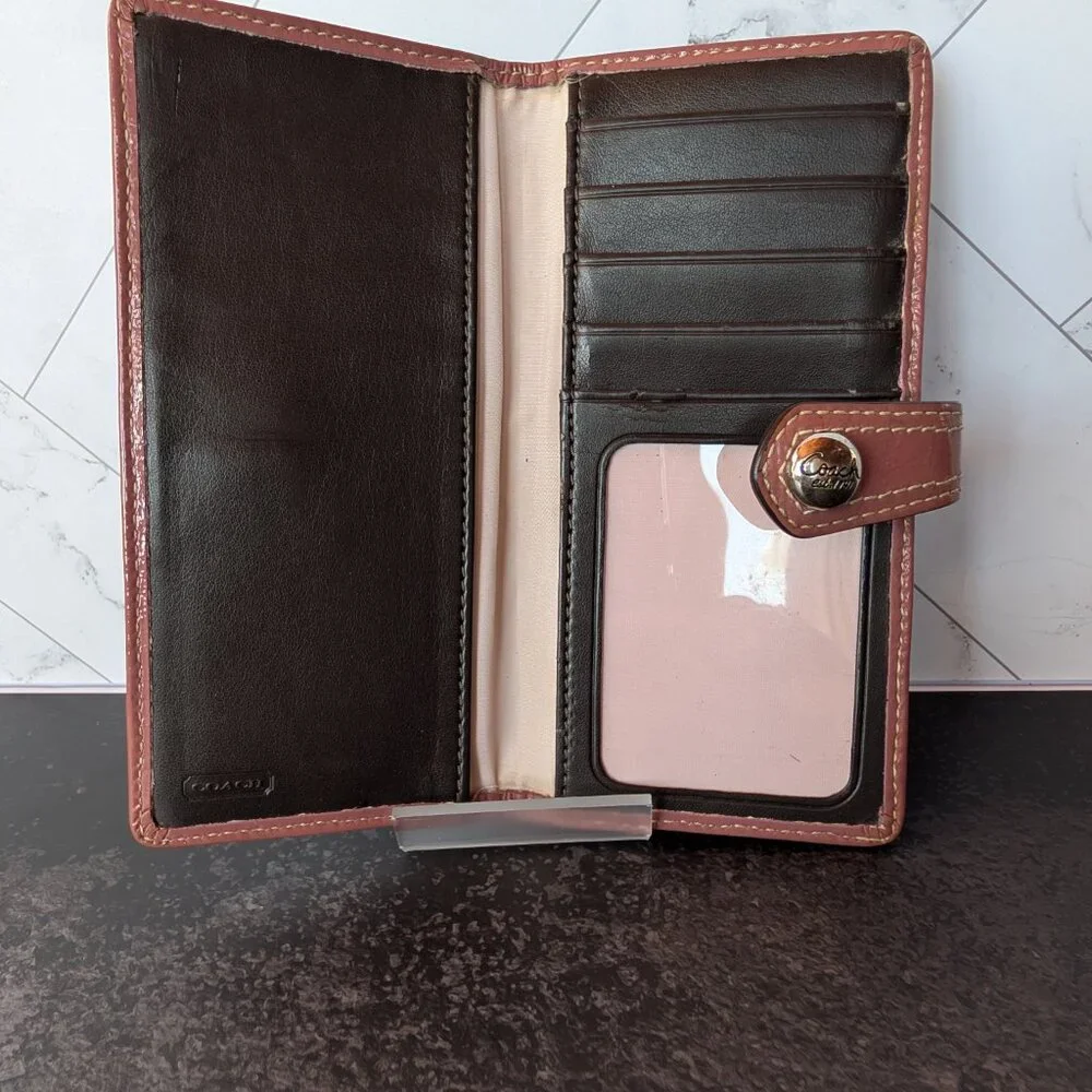 Coach Signature Canvas & Leather Snap Wallet – Pink/Brown - Picture 4 of 11